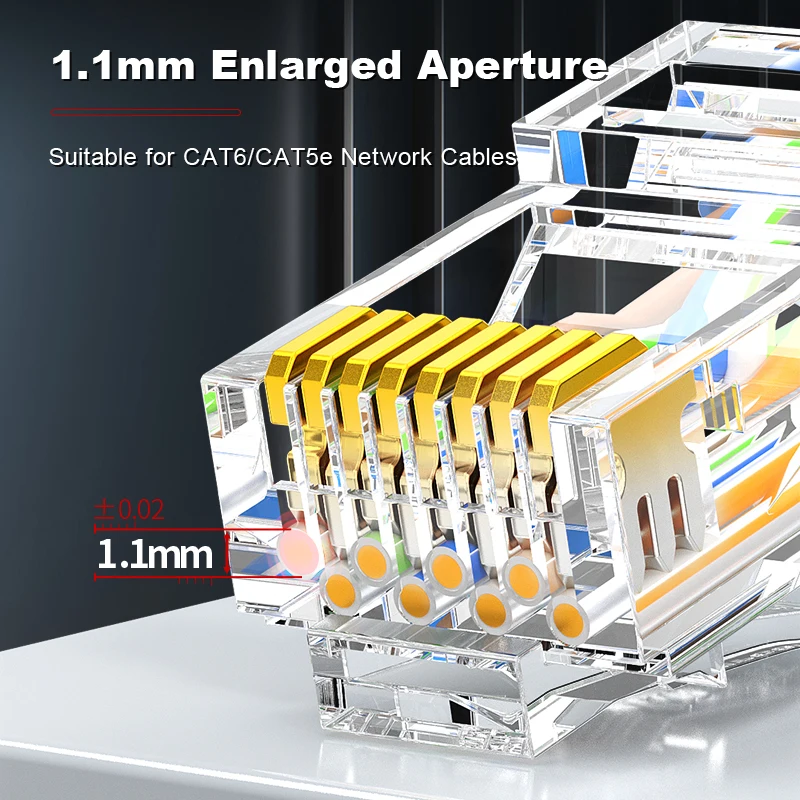 ROVLL 20/50/100PCS Cat6 RJ45 Connector Gold Plated Unshielded Modular Plug 8P8C Crystal Head Ethernet Network Cable Connector