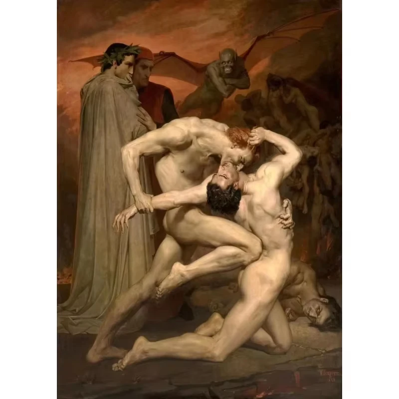 5D DIY Diamond Painting Kit Bouguereau Dante and Virgil Divine Comedy Art Full Drill Rhinestone Mosaic Wall Decor Gift for Adult