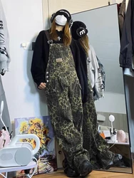 HOUZHOU mono de leopardo Cargo para mujer, ropa de calle, Hip Hop, Punk, monos sueltos, pantalones con bolsillo para mujer, primavera y otoño