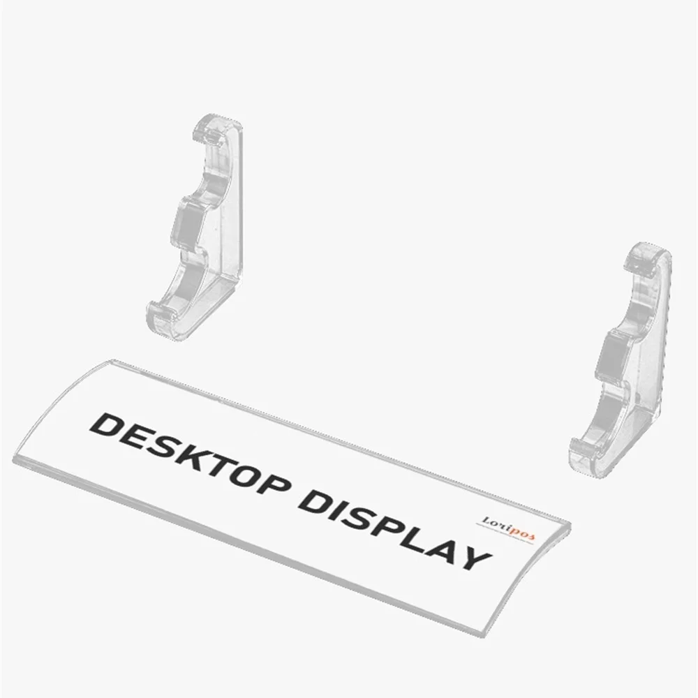 Double Sided Office Famous Brand Name Card Sign Frame Clear Plastic Price Tag Product Introduction Display Stand 2pcs