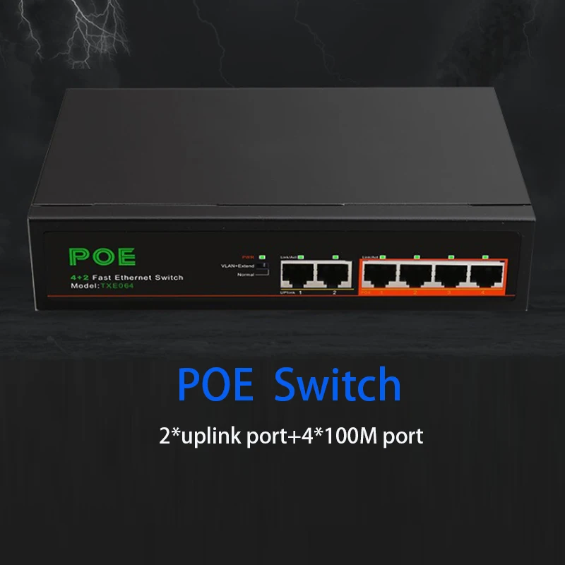 

Plug and Play Internet Splitter Adapter game 100Mbps POE Switch 2 uplink ports+4 100M ports Ethernet Smart Switcher RJ45 Hub