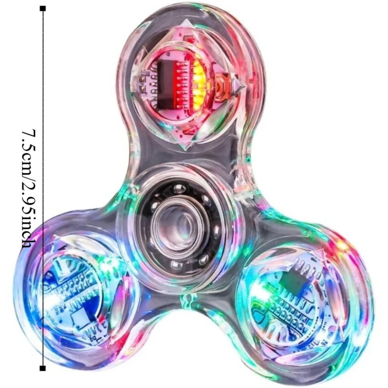 Gyroscope lumineux en cristal pour le bout des doigts, lumière LED, faisceau Transparent, Spinner à main, trèfle intéressant, électrique pour adulte