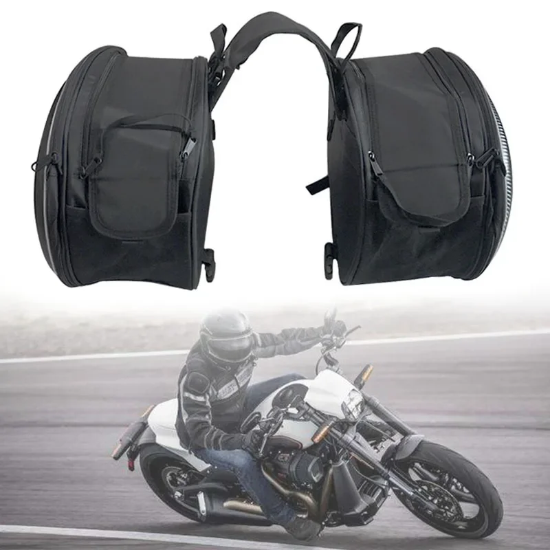 Motorcycle Side Helmet bags Riding Waterproof Racing Race Travel Bags Suitcase Saddlebags Back Seat Bag Universal +Rain Cover