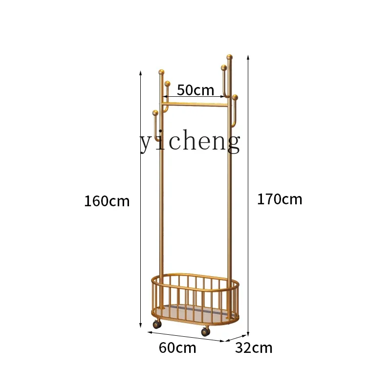 

ZF Cactus Coat Rack Floor Bedroom Advanced Light Luxury Living Room Clothes Rack Movable with Wheels