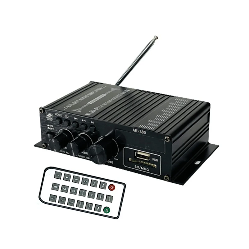 

AK380 Hifi Audio Home Digital Amplifiers Car Audio Bass Power Bluetooth Amplifier FM USB SD Radio Subwoofer Speakers