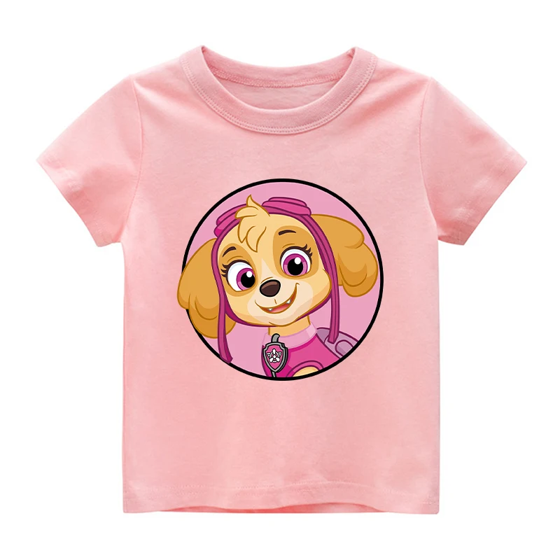 Nowe ubrania psi Patrol dla dzieci t-shirty Kawaii kreskówki Anime koszulka z nadrukiem chłopców dziewczynki bluzki letnie ubrania z krótkimi