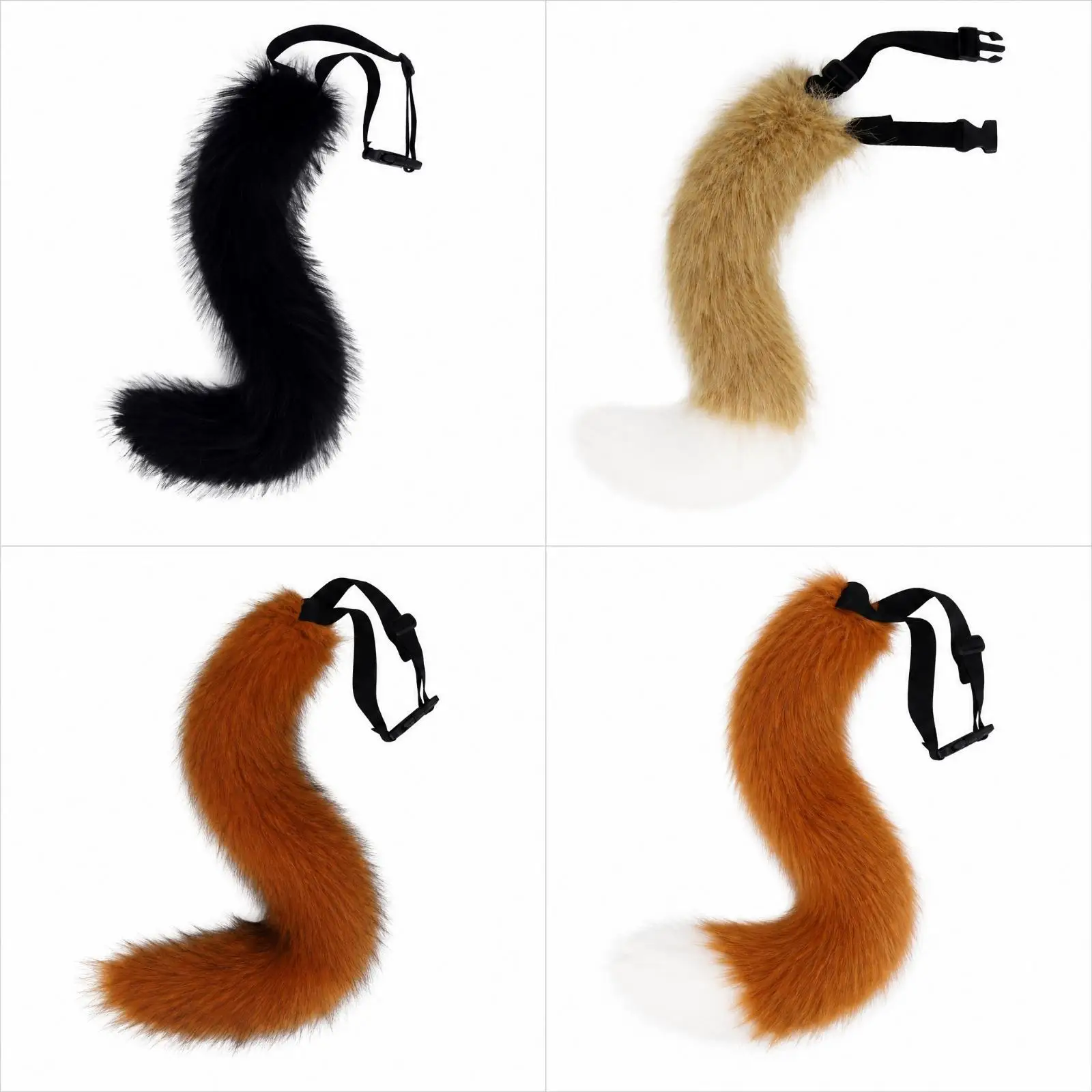 Realistic Faux Fur Fox Tail Costume Prop for Cosplay Furry Suit Adult Mermaid Tail Alternative with Waist Strap