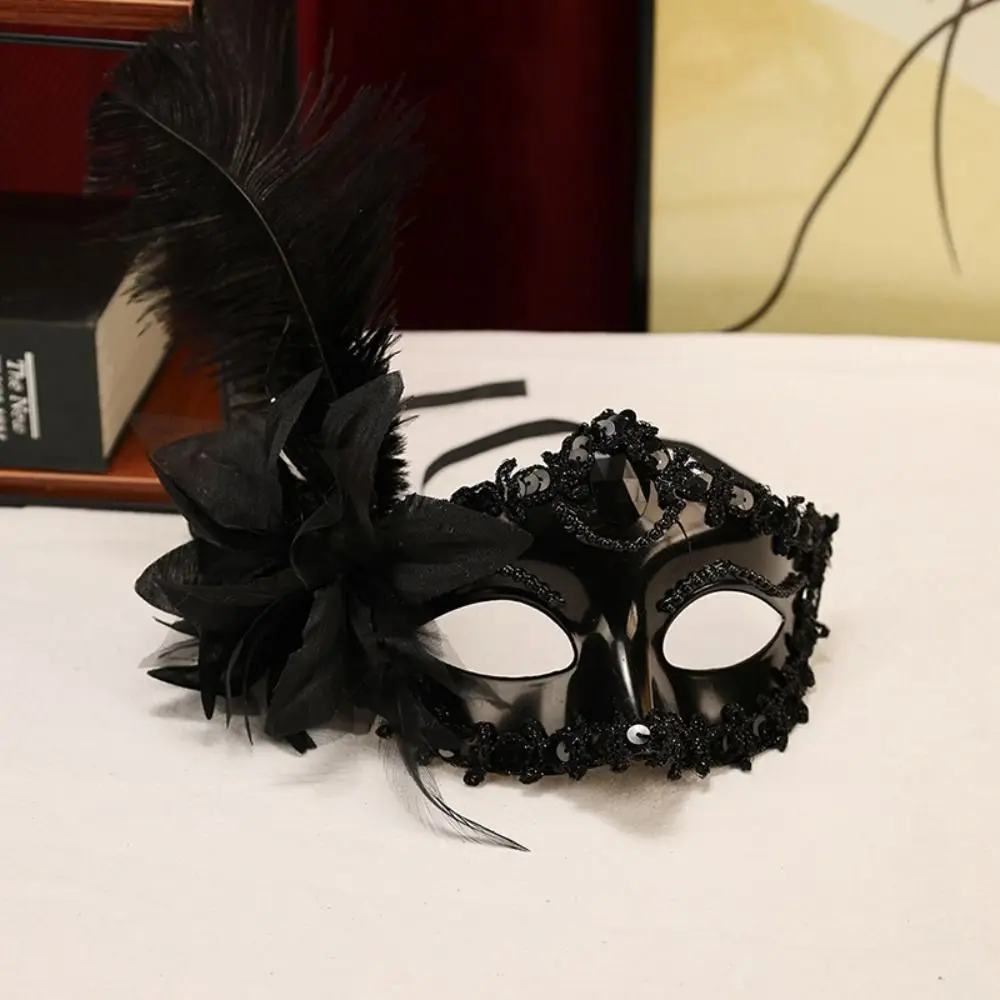 Rhinestone Half-Face Mask Flower Seductive Style Masquerade Ball Mask Cosplay Multicolor Halloween Festival Party Mask