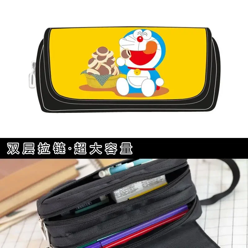 Doraemon Around Tinker Bell Support Stationery Box Pencil Case Male and Female Students Personality Graffiti Blue Fat Gift