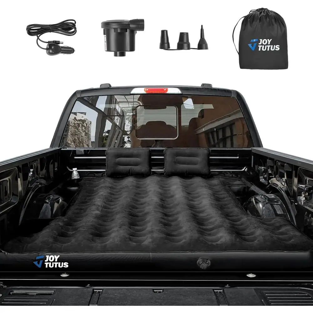 

Полноразмерный надувной матрас для кузова пикапа (для кузовов 6.4-6.7 футов), для кемпинга на открытом воздухе и аксессуаров для палаток на пикапах, с сумкой для переноски и подстаканником, черный