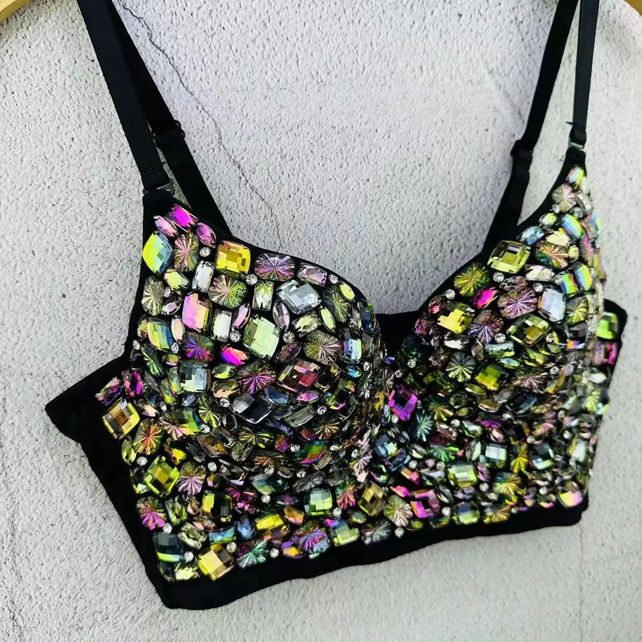 Imagem -05 - Strass Tank Top Colorido Cropped Bustier Festival Vestuário Vintage Gótico Espartilho Profissional Drop Shipping Atoshare Vip