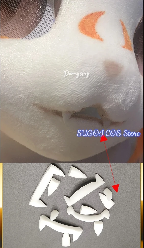 Furry 3D Printing Kemono Fursuit Fake Teeth Cosplay Costumes Accessories 2pcs/4pcs 3D Printing Werewolf Fangs Fursuit DIY Props