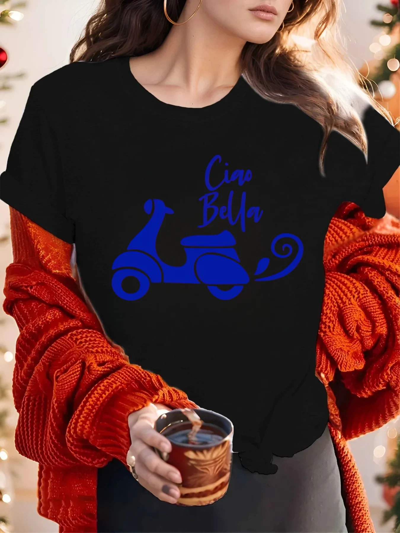 طباعة هندسية كاجوال مناسبة لجميع المواسم، وقمصان علوية نسائية، وملابس العطلات، وملابس التظاهر #1