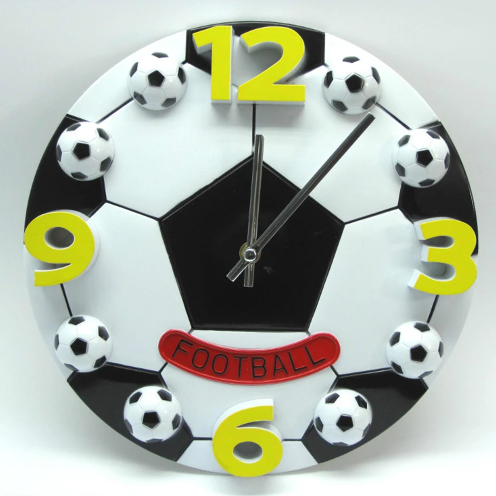 

12 Inch Creative Football Soccer Shaped Silent No-ticking Wall Clock for Living Room Children Bedroom