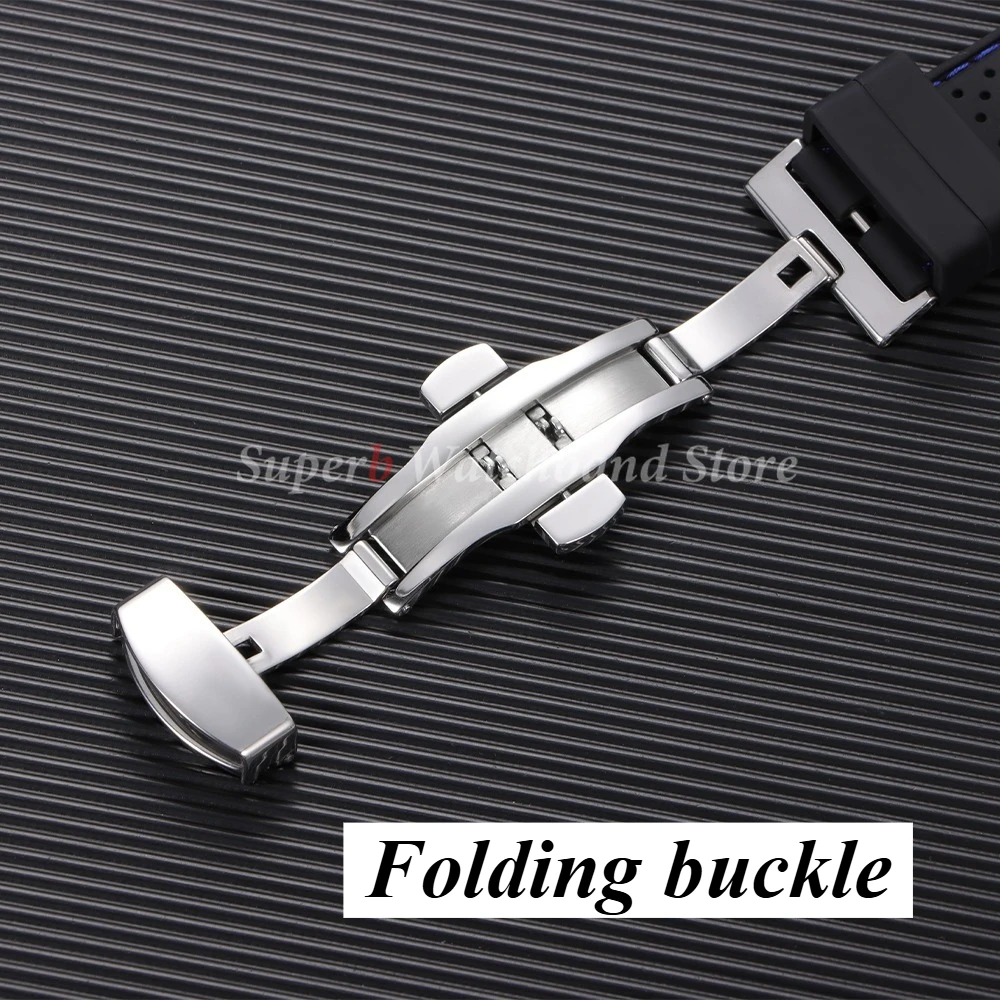 Pulseira de relógio de silicone macio para omega 20mm 22mm masculino feminino esporte pulseira de borracha à prova dwaterproof água fivela borboleta substituição respirável