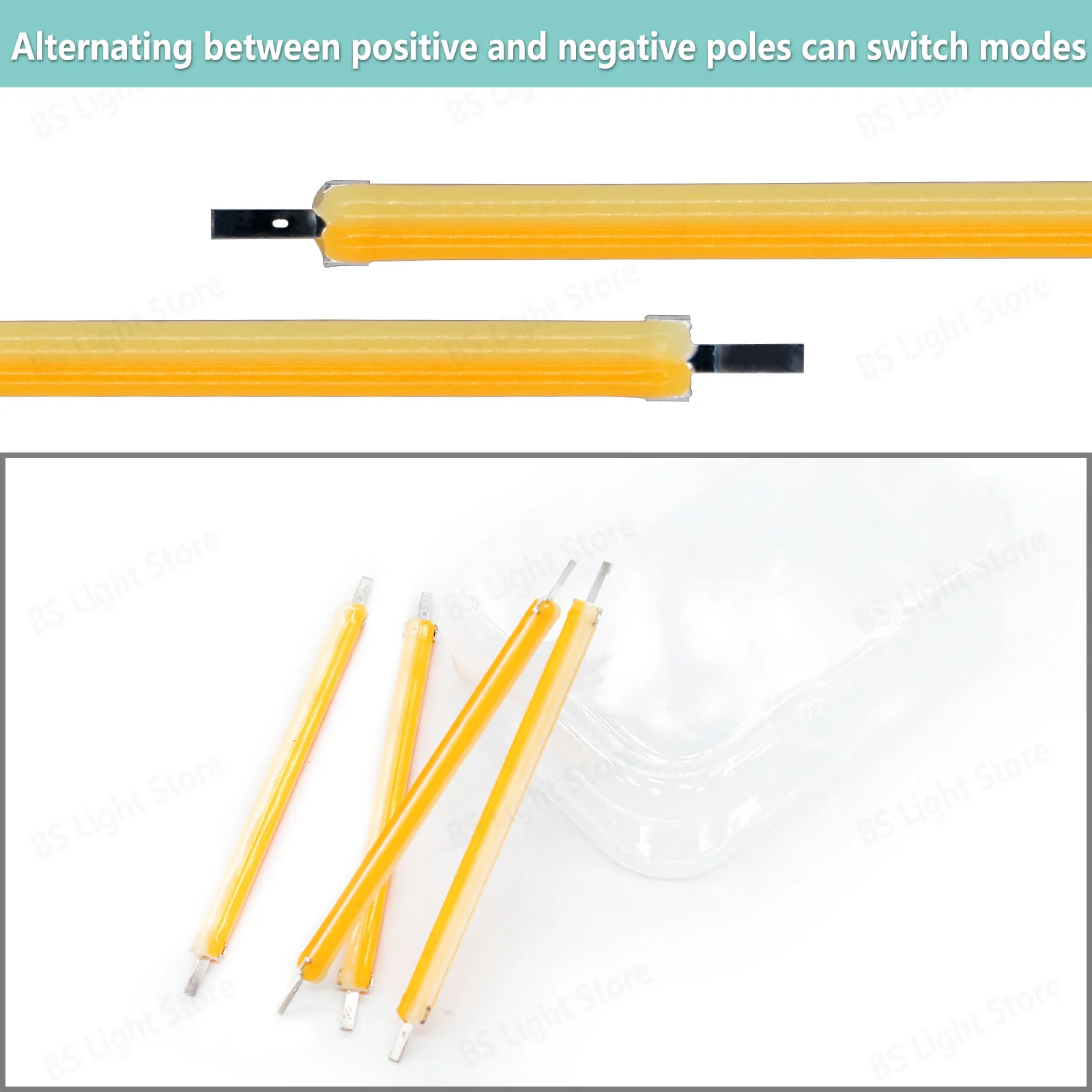 10/20/50pcs LED Filament 3V 54mm 200mA 2 modes COB Edison Bulb Lamp Incandescent Light Diodes Accessories 6500K+3000K two-color