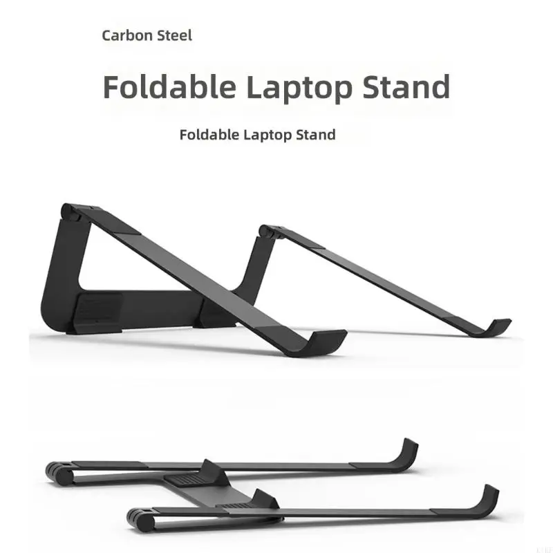 Laptop Stand for Desk with Hinged Folding Frame, Carbon Steel Notebook Holder and Open Lower Clearance for Office Study K1KF