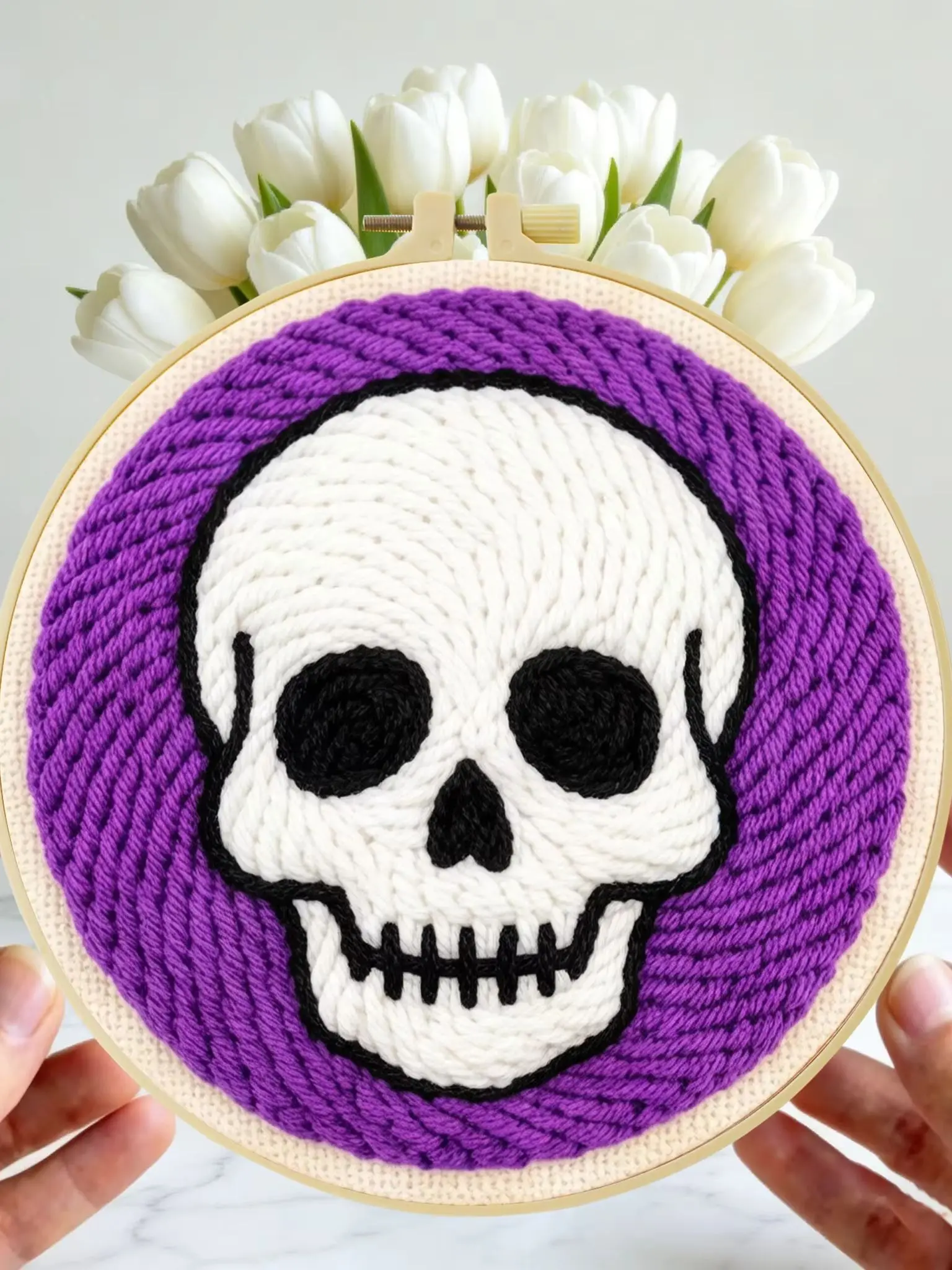 Halloween-Themen-Punch-Needle-Set 20x20cm 1 Stück Gruseliger Kürbis-Geist Stickerei-Set DIY-Bastelset für Heimdekoration und Süßes oder Saures Party – Detail 1