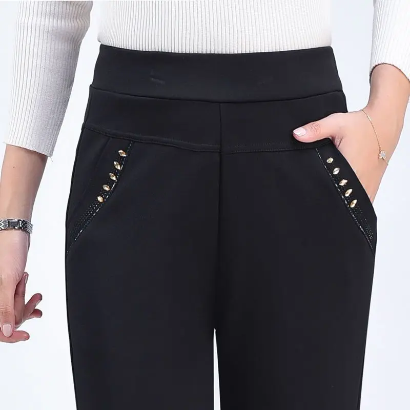 

New High Waist Female Wide Leg Pants Full Length Casual Straight Pants Solid Color Women's Suit Pants Office Lady Stylish T70