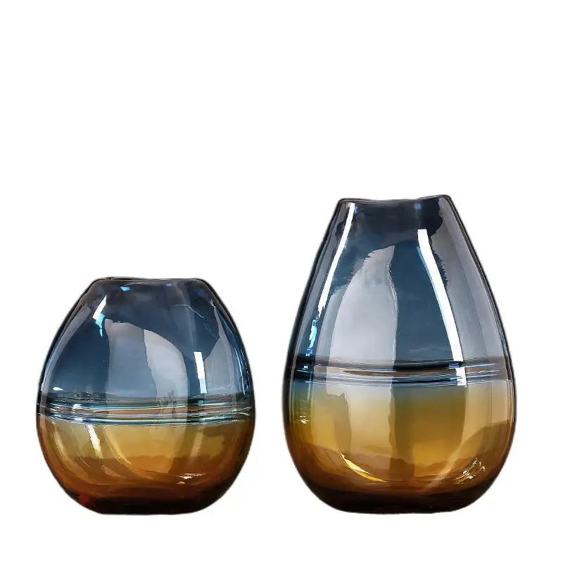 

Gradual change light luxury glass modern simple vase, American Nordic creative home hydroponic dried flower fake flower decorati