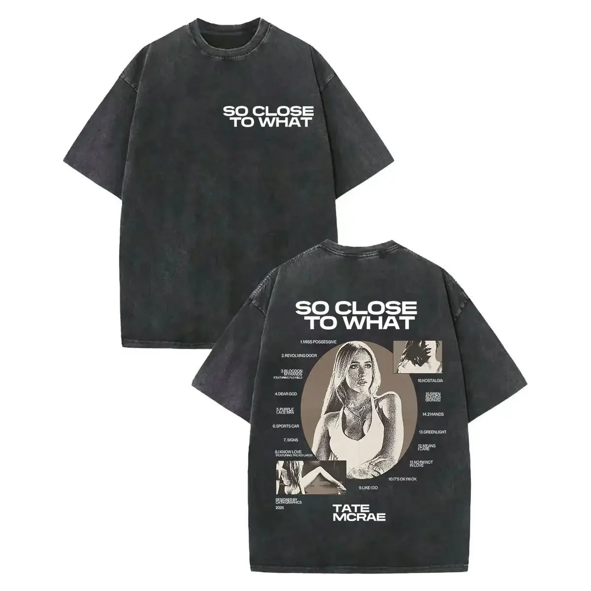 テイテ・マクレイ S レトロウォッシュ ホットTシャツ メンズ 2025 アルバム ルーズコットンTシャツ レディース T8 レーシングドライバー ブラックシリーズ