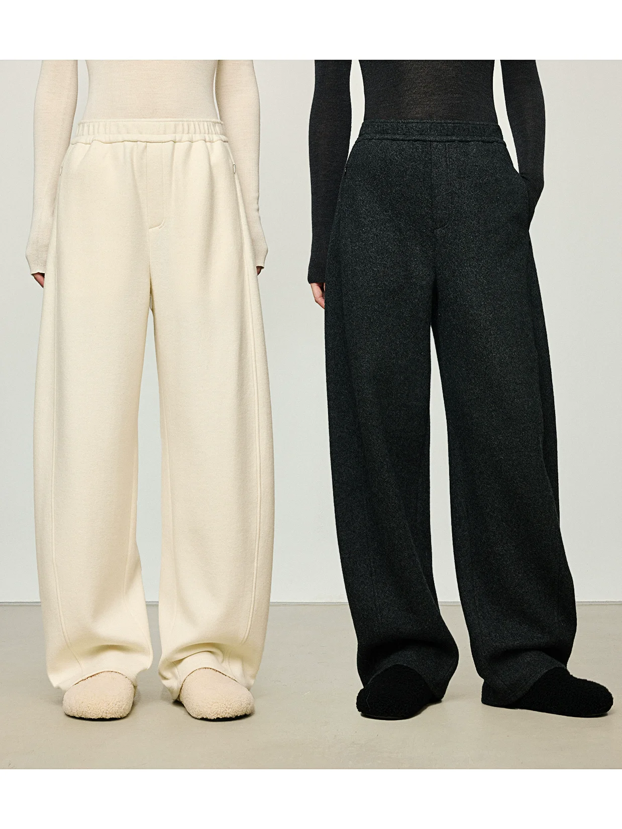 

Зимние женские повседневные вязаные шерстяные брюки с эластичным поясом и широкими штанинами, модель «бананы», для работы и повседневной носки, простой дизайн