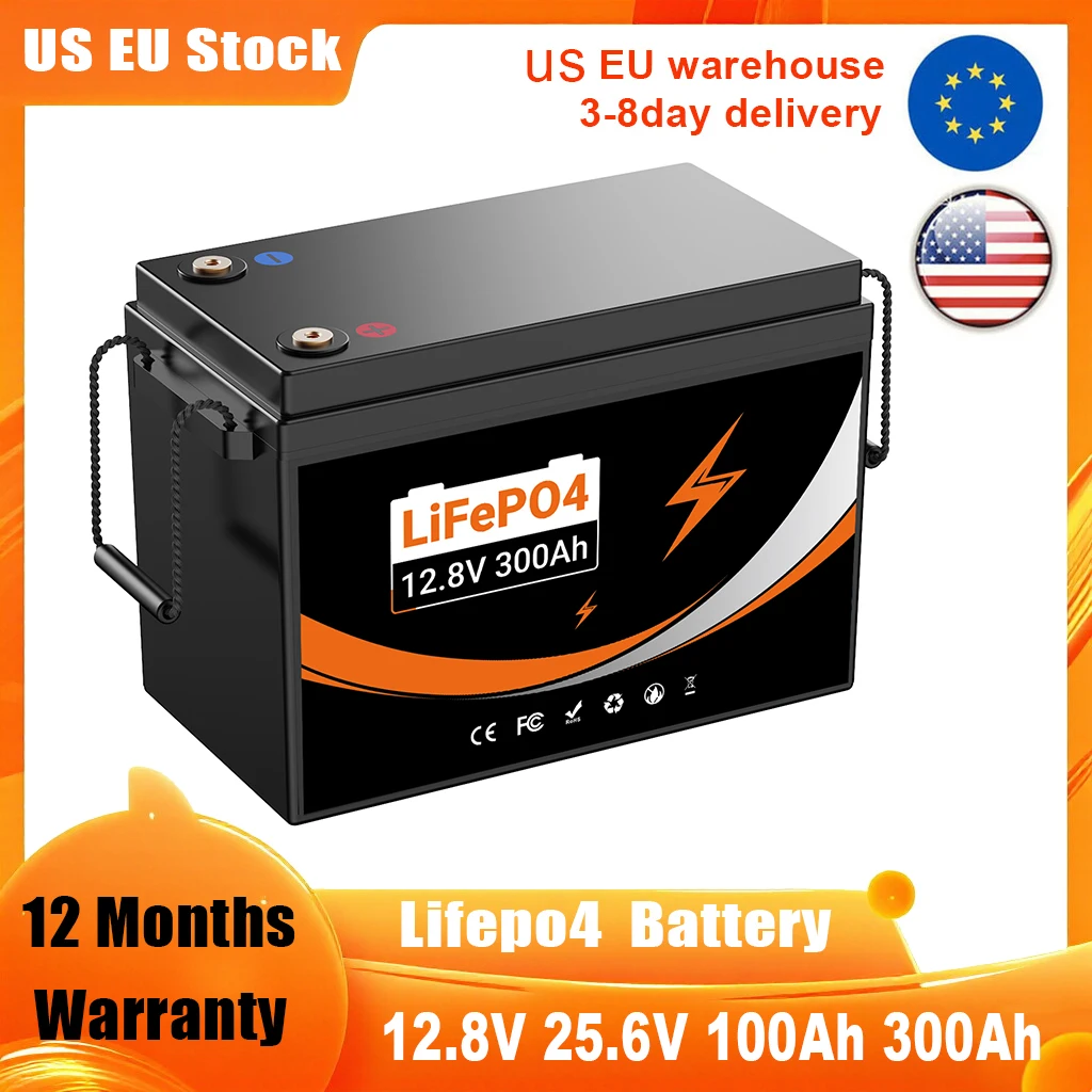 LifePo4 Battery 12V 24V 100Ah Lithium Iron Pack 48V 50Ah with BMS for 0-1800W Home Energy Storage/Trike/Go-Kart/Backup Power