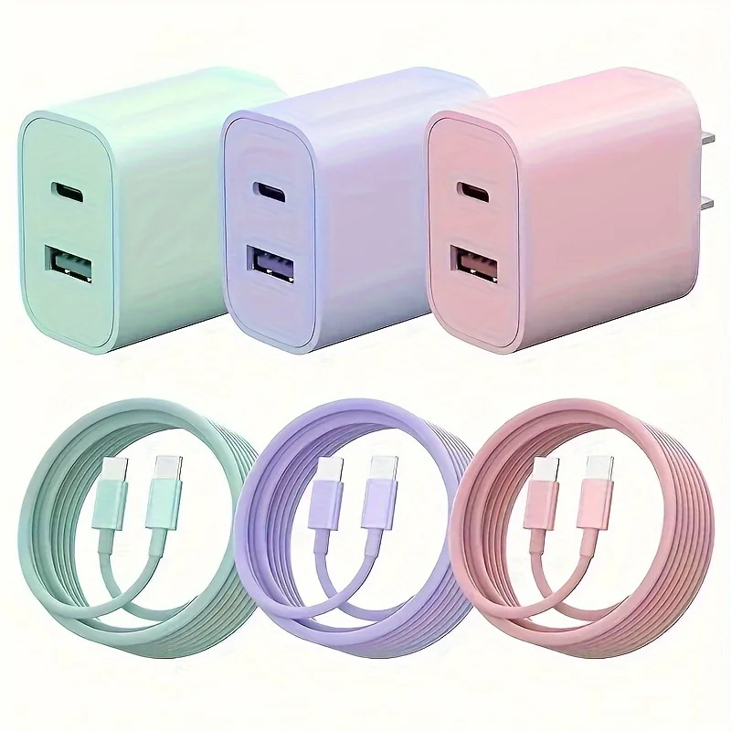 2024 Macaron Multi-Color PD 3.0 20W Super Fast Charging Dual Port Charger for iPhone Huawei Phablet Phone Charging Head New