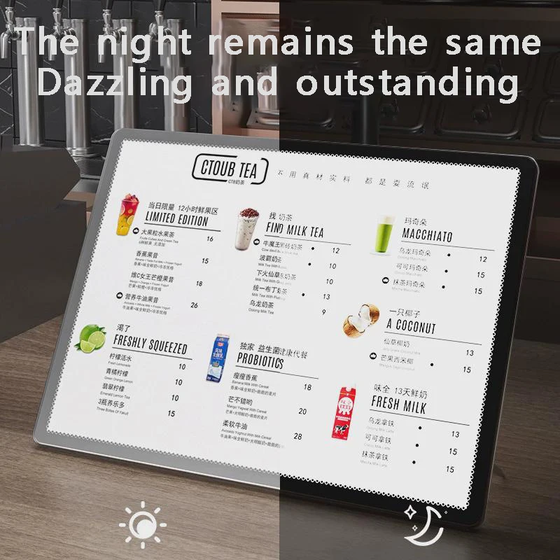 LED Coffee Shop Display Card Counter/Restaurant Bestellplatte A3/A4