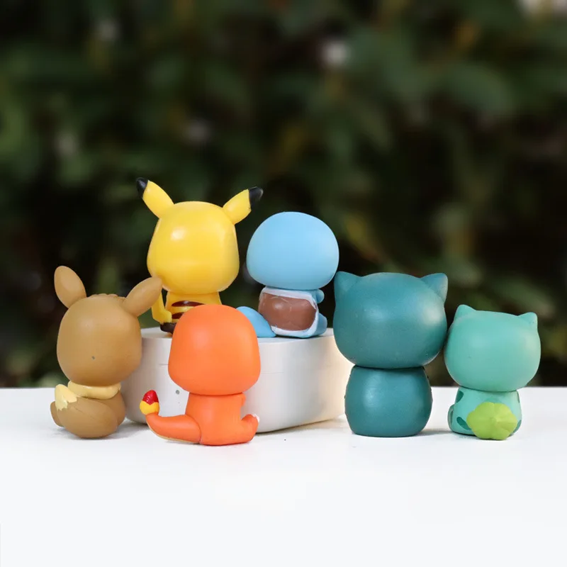 Figuras de Pokémon para niños, Pikachu, Charmander, Squirtle, muñecos de dibujos animados, juguetes de acción, adornos de escritorio, regalo para niños, 6 uds.