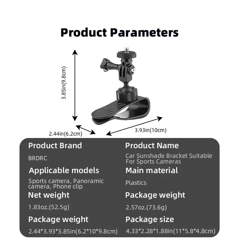 BRDRC سيارة الشمس قناع جبل ل GoPro بطل 13 12 11 10 /Action 5 Pro/Insta360 X4 X3/Pocket 3 كاميرا ملحقات الهاتف الذكي