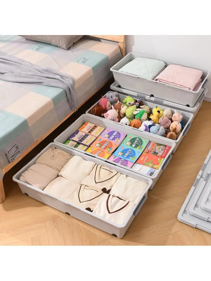 

Большой пластиковый ящик для хранения емкости с крышкой для кровати, нижнего белья, одежды, влагостойкий органайзер, современный Sle Cry Wind