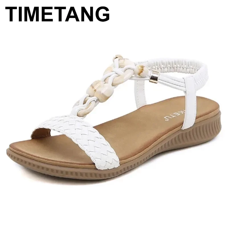 Bohemian Summer Sandals For Women  Casual Beach Retro Elastic Strap Ethnic Flat Roman Sandals Shoes women sandals