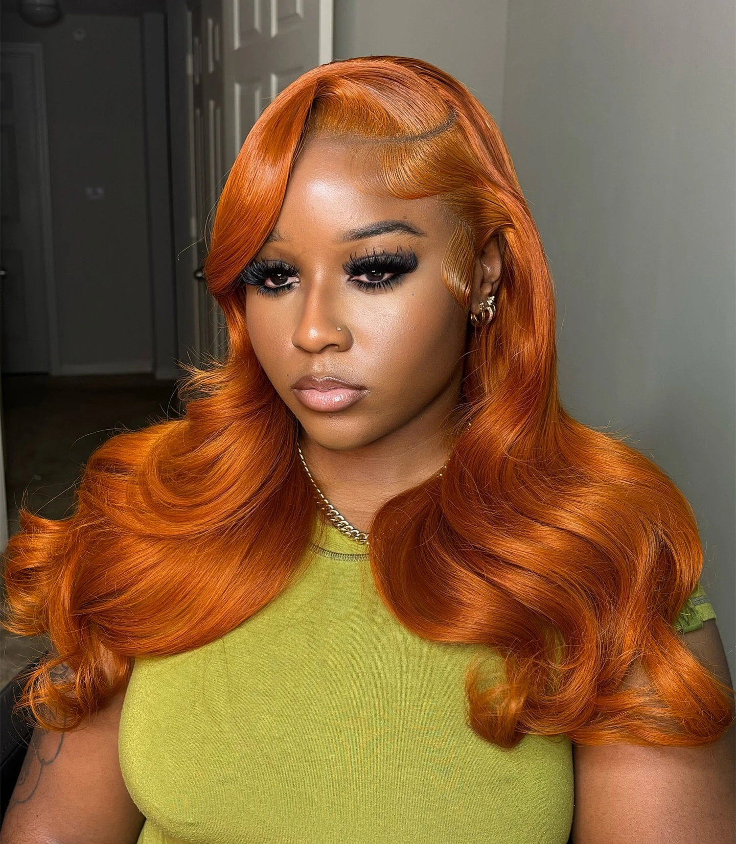 

Парик из натуральных волос с бразильской волной, плотность 180%, 13x4, с кружевной передней частью, цвет имбирно-оранжевый, для женщин