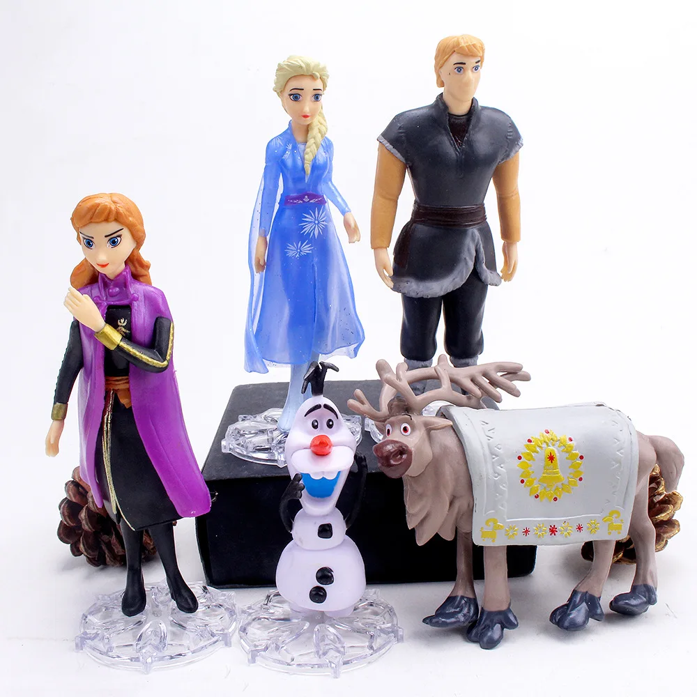 5 Pcs/Set Disney Frozen 2 Elsa Anna Olaf Figures GK Model Princess Elza Girls Collection Toy Kids Adult Birthday Christmas Gift