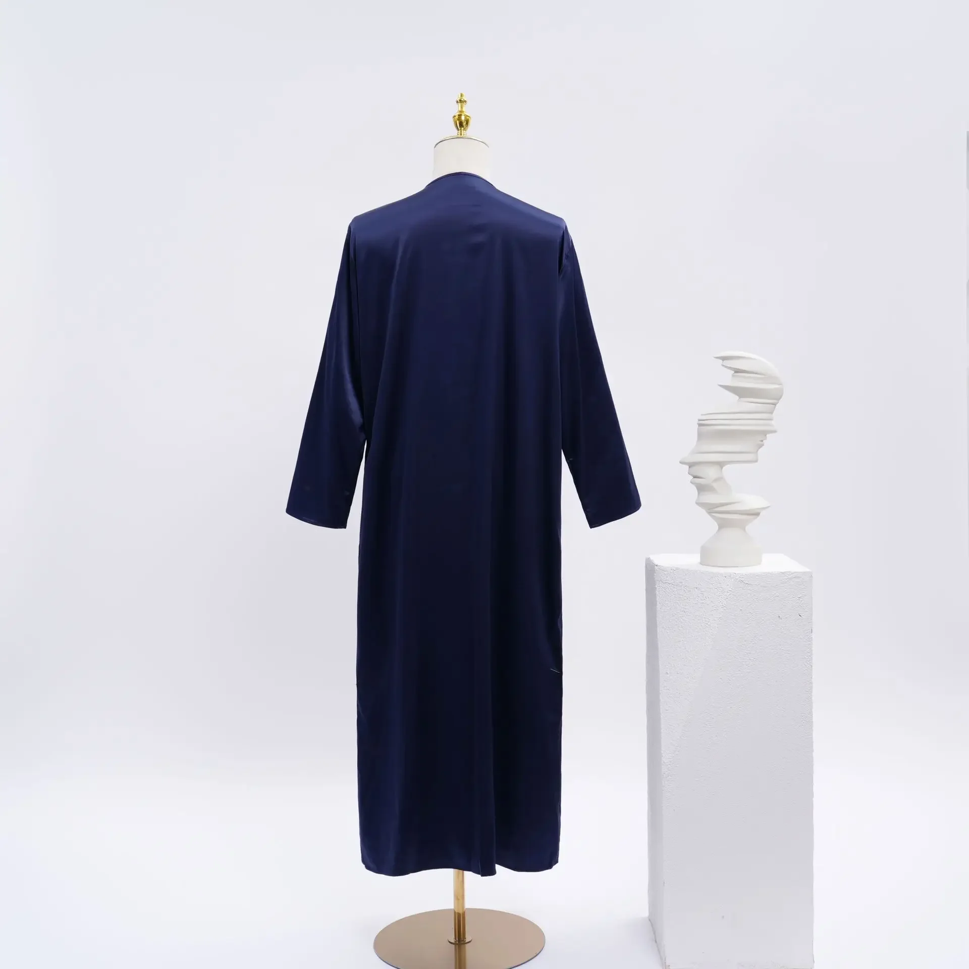 ผู้ชายเจียมเนื้อเจียมตัวยาว Robe มุสลิมชุดกิโมโน Dishdasha สวดมนต์ Abaya อิสลามดูไบซาอุดีอาระเบีย Abayas กระเป๋า Kaftan Ramadan โมร็อกโก Jubba Thobe