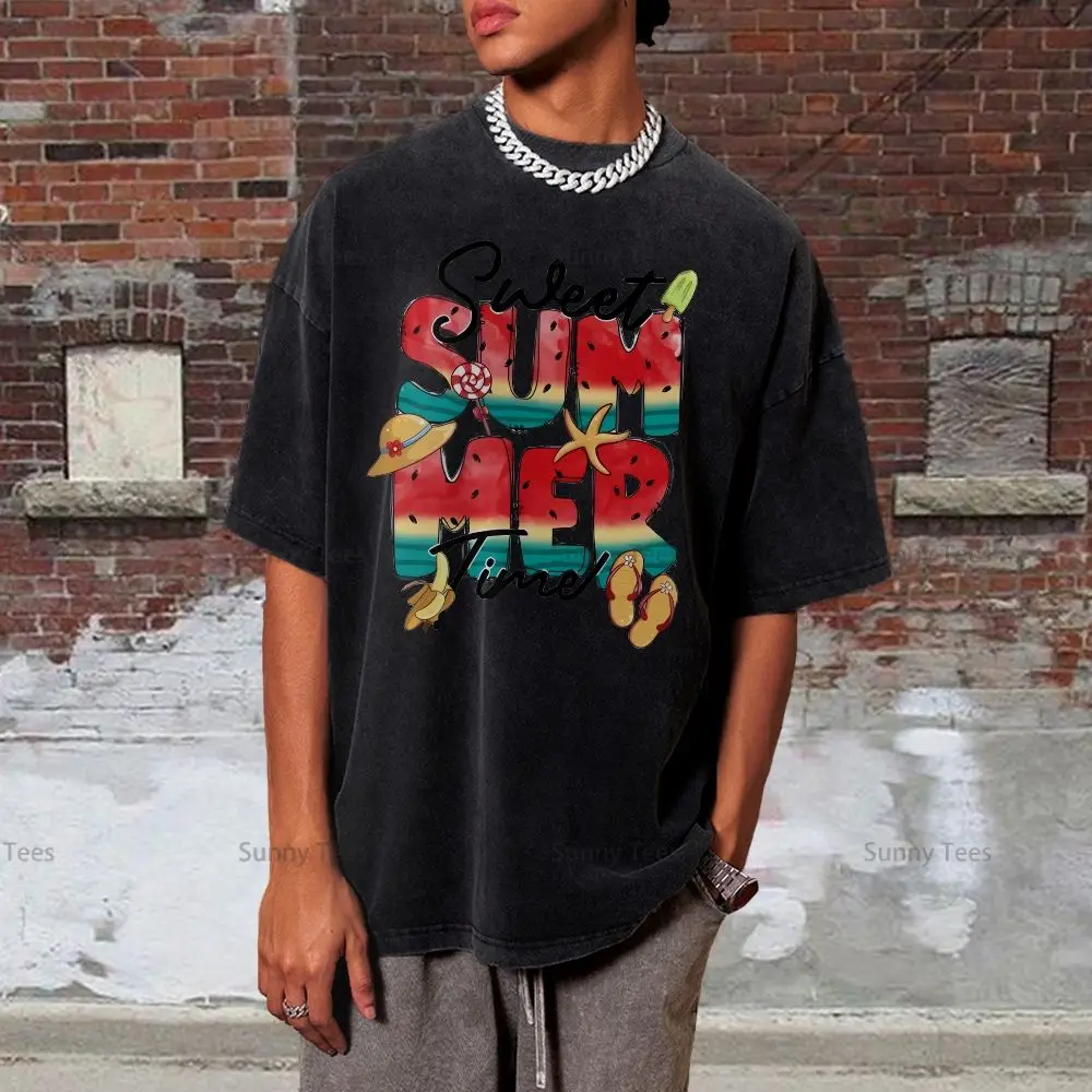 Oversized Y2k T-Shirt Women Cotton High Quality Summer Delicious Watermelon Sweet Time Clothes Short Sleeve Gothic Casual Top