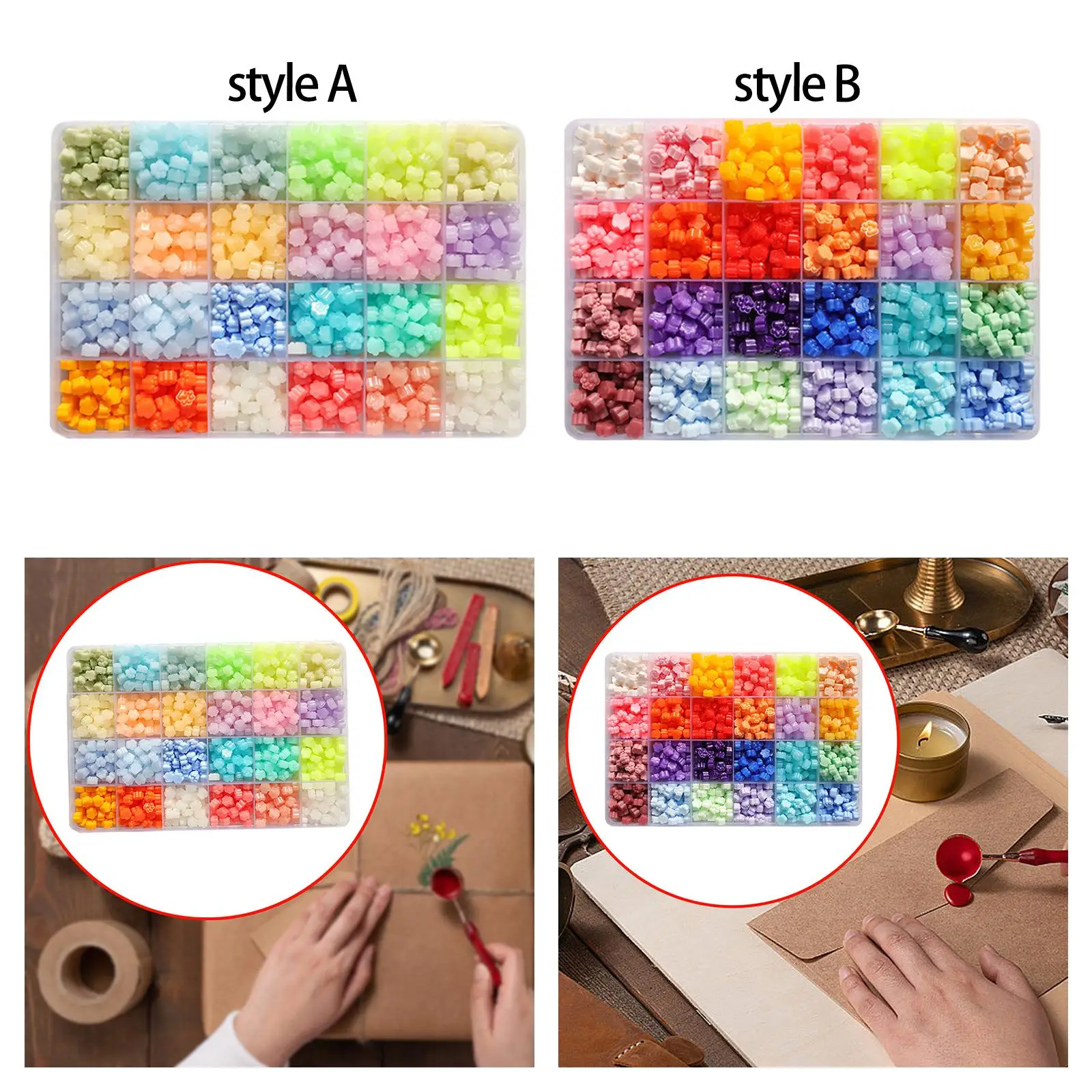 1200x Cat Claw Sealing Wax Beads 24 Grids Decoration Particles Kit for Thanksgiving Xmas Invitation Card Beginners Craft Making