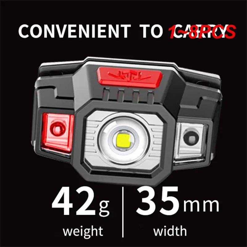 

1 ~ 8 шт. USB перезаряжаемые Налобные фонари, индукционный налобный фонарь COB, головная лампа со встроенным аккумулятором, фонарик, многофункциональная головка для рыбалки