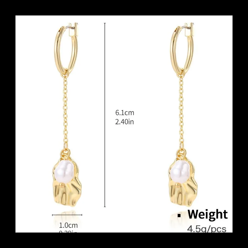 Kolczyki sztyfty ze srebra próby 925, pozłacane, modne, z temperamentem, imitacja pereł, popularne.