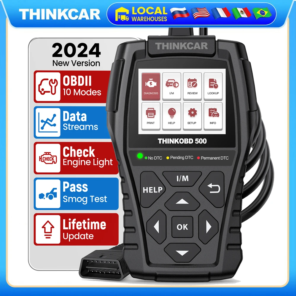 THINKCAR THINKOBD 500 OBD2 диагностический инструмент для проверки двигателя считыватель кодов неисправностей DTC Lookup Scan Tool Пожизненное