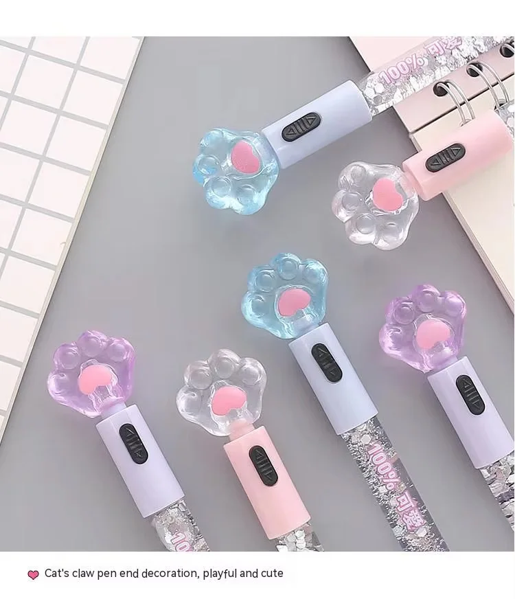 2Pc Kreative Nette 0,5mm Quicksand Gel Stift Drift Sand Glitter Kristall Stift LED Lampe MultiColor Student Unterschrift stift auf Wasserbasis