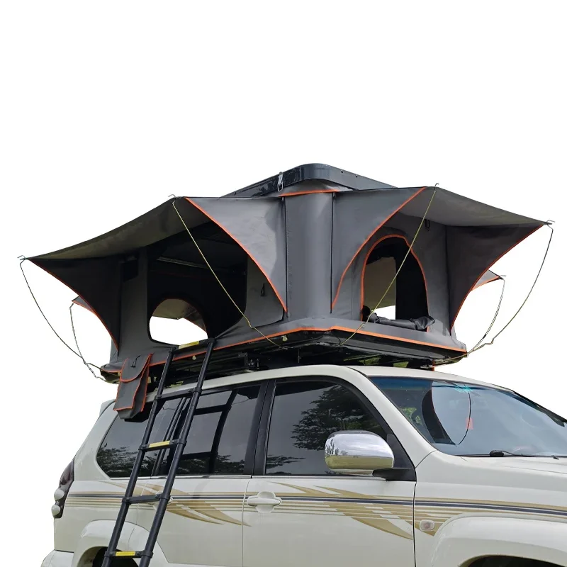 Custom Manufacturer Waterproof Roof Top Tent Retractable Folding Hard Shell Fiberglass Rooftop Tent for 1-4 person