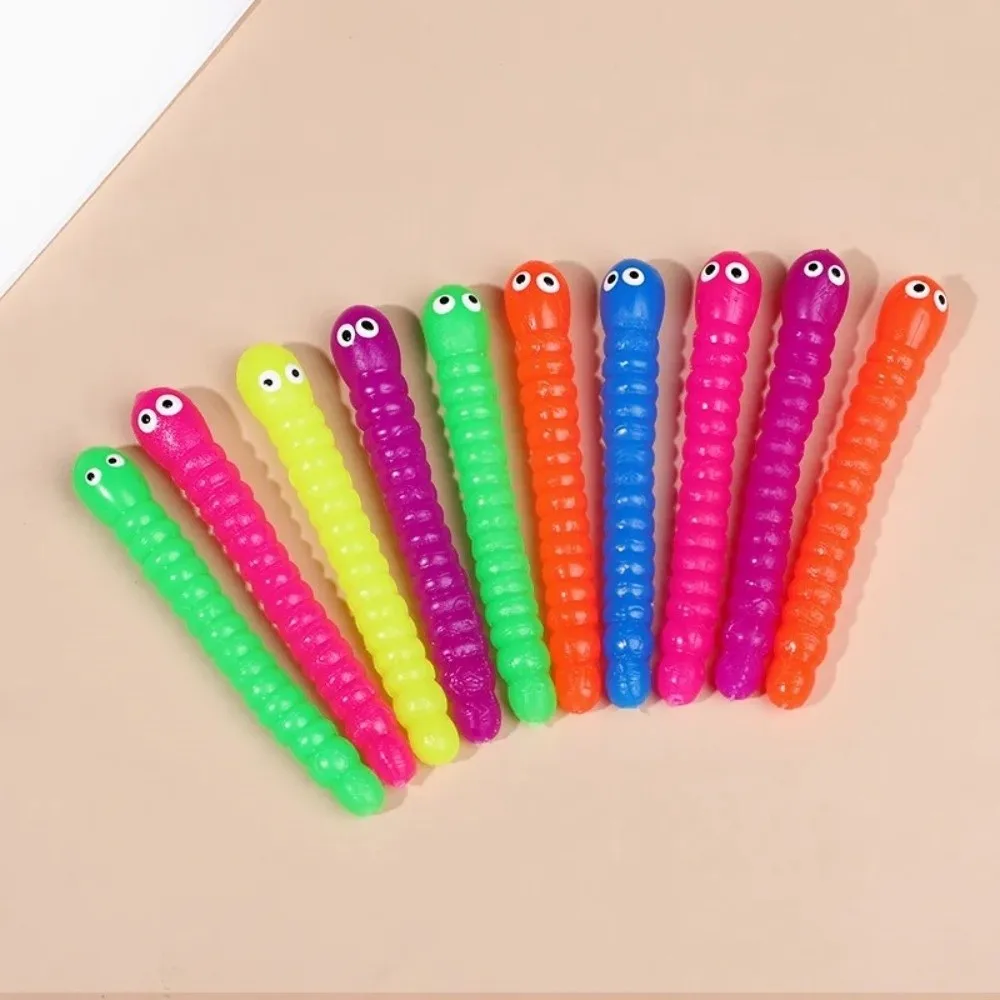 5/12Pcs Neue Bunte Raupen Zappeln Spielzeug Weiche Raupen Anti Stress Release Stretch String Squeeze Spielzeug Kinder