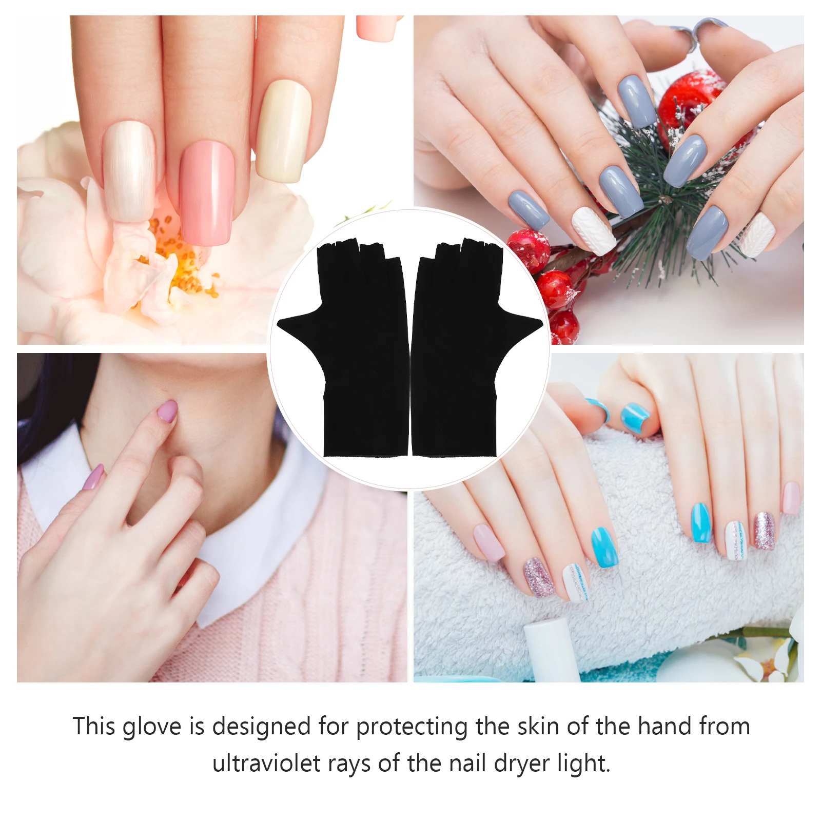 

2pcs UV Protection for Gel Nail Lamp Anti-UV Manicure Hand Protective Finger Protectors Reusable Outdoor Travel for Nail