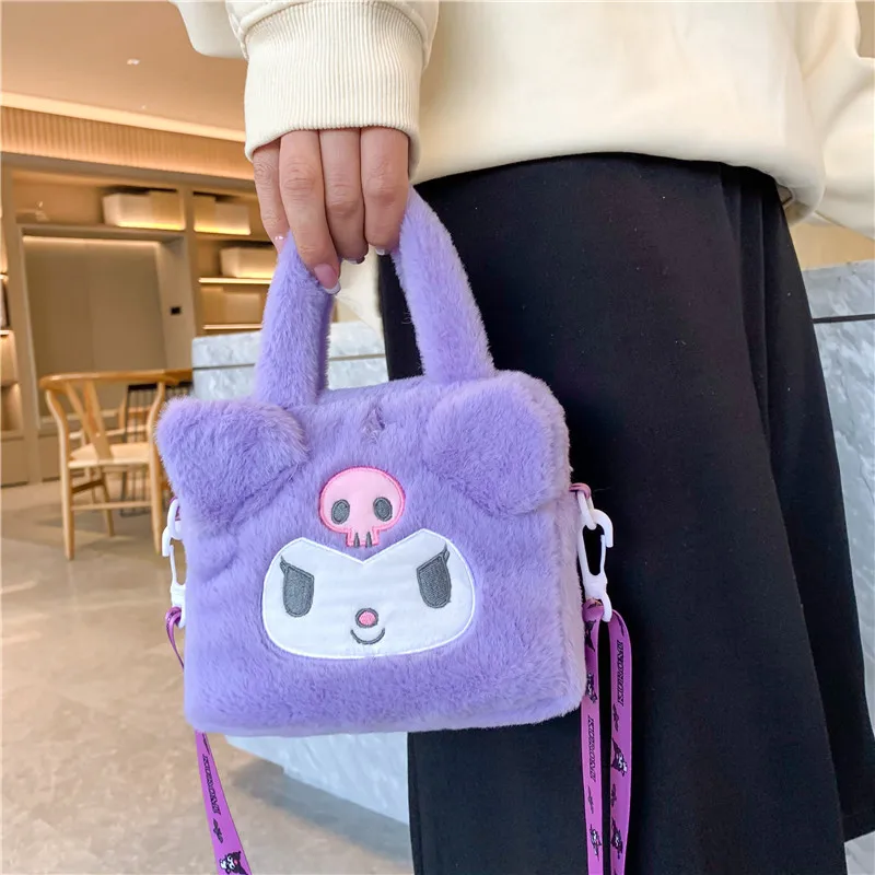 Plushies Sanrio Bag Plush Kuromi Backpack Cinnamoroll Tote Bag My Melody Handbag Storage Women Makeup Bag Messenger Gift Girl