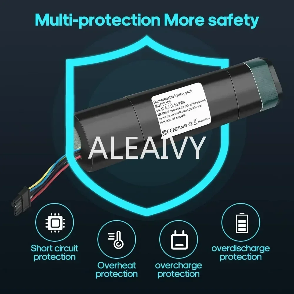 High Capacity 14.4V 5000mAh-6500mAh  Replacement Battery for Neato Botvac D3 D4 D5 D6 D7 - Compatible with 945-0225/205-0011