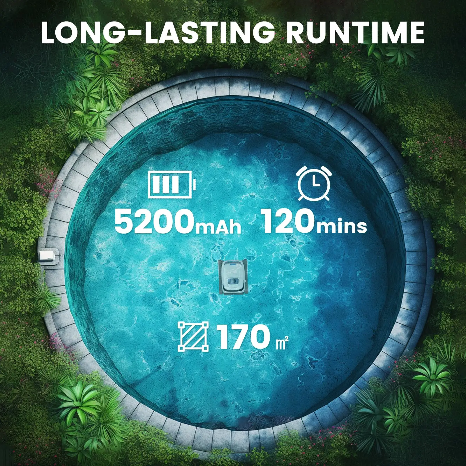 AIRROBO PC10 Pool Vacuum for Inground Pools, Smart Navigation Pool Cleaner Robot, Wall Climbing Pool Cleaner,120 Min Run Time