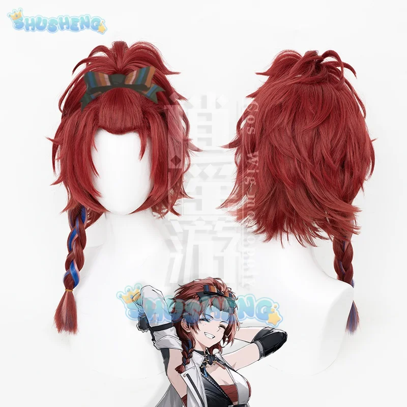 

Game Wuthering Waves Chixia Cosplay Wig Red Long Hair Braids Junior Patroller Jinzhou Halloween Party Women Girls Accessory Prop