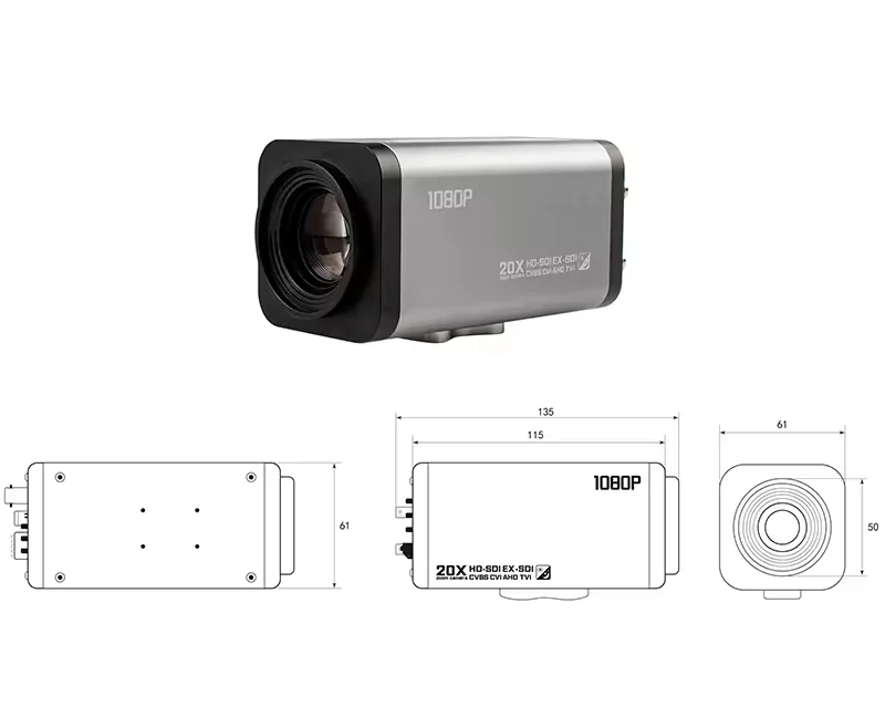 High-Resolution 1080P 2MP 20X Zoom SDI TVI CVBS CCTV Box Camera For Clear Surveillance And Monitoring Solutions